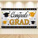 KatchOn, XtraLarge Congrats Grad Banner - 72x44 Inch | White, Black and Gold Graduation Banner | Congratulations Wall Poster | Grad Backdrop For Graduation Decorations 2026