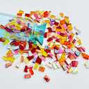250g Glass Mosaic Tiles for Crafts, Stained Glass Supplies, Stained Glass Kits for Adults, Stepping Stone Kit, Mixed Orange Yellow Red Colors 0.4 inch Irregular Shapes