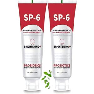 Sp-6 Probiotics Whitening Toothpaste, Sp-6 Ultra Whitening Toothpaste, Fluoride-Free, Fresh Breath Mint Flavor for Oral Health,Enhanced Formula with Enamel-Safe (2)
