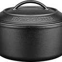 Pre-Seasoned Cast Iron Dutch Oven Pot with Lid Dual Handle, Sourdough Bread Baking Pots, Bread Oven, Camping, Grill, Induction, Electric, Round 5 Quart, Black