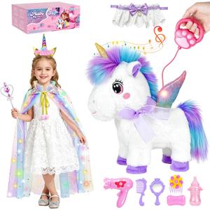 Unicorn Toys for Girls Ages 3-6 Unicorns Gifts, Walking, Talking & Singing Interactive Unicorn with Light Up Princess Cape, Remote Control Plush Unicornio Pet Care Toy for Toddler Girls