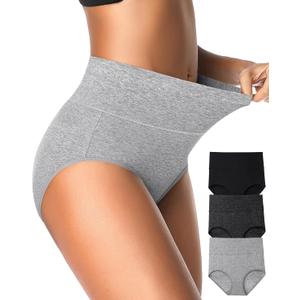 Eiggam Women's High Waisted Underwear Tummy Control Briefs Postpartum Womens C-Section Underwear Comfortable Cotton Stretch Ladies Panties(L)