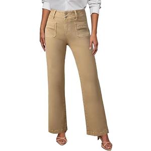 Sidefeel Women's Jeans Spring Outfits High Waisted Stretchy Tummy Control Wide Leg Denim Pants Khaki Size 6
