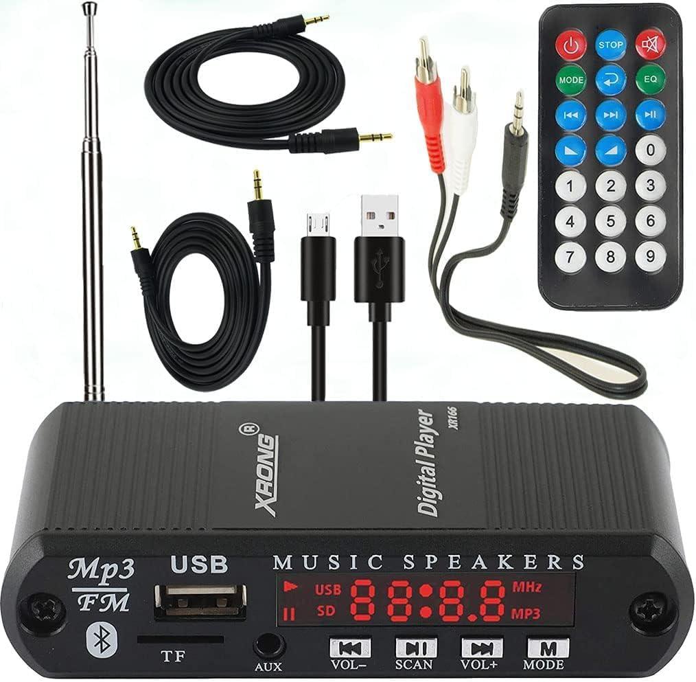 Bluetooth Audio Receiver FM Radio, MP3 Digital Player, LED 4-Digital Display, SD Card/USB Playback 3.5mm Audio Output (Black)