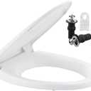 SS114 Softclose Toilet Seat Replacement Compatible with TOTO SS113/SS154/SS224/SS204, Soft Close Elongated Toilet Seat, Oval Toilet Seat with Toilet Seat Bolts and Nut - Cotton White