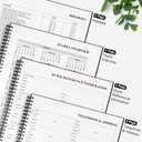 Planner Undated, Asten Daily Planner Agenda with To Do List, Hourly Schedules for Women and Men, Spiral Appointment Book with Elastic Closure, Inner Pocket 8.5" x 11" (Black) (A4)