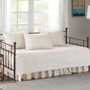 Comfort Spaces Daybed Cover - Luxe Double Sided-Quilting, All Season Cozy Bedding with Bedskirt, Matching Shams, Kienna Ivory 75"x39" 5 Piece