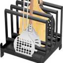 Pizza Peel Rack Steel 4 Available Slots Pizza Paddle Holder Rack with Non-Slip Feet for Pizza Spatula Turner Storage Organizing and Saving Space Pizza Turning Oven Accessories Black