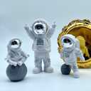 LUOZZY 3Pcs Astronaut Figurines Cake Topper Mini Astronaut Toys Space Cake Topper Spaceman Statues for Home Desktop Space Theme Party Decorations (Sliver)