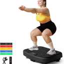 SoftGym Vibration Plate Exercise Machine for Lymphatic Drainage,Power Vibrate Stand Shake Board 450 Lbs Capacity Whole Body Workout Waver with Fitness Resistance Bands Weight Loss Gifts for Women Men