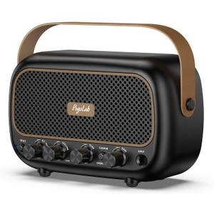 POGOLAB Mini Guitar Amplifier, 5Wx2 Portable Electric Guitar Amp, Rechargeable Bluetooth Speaker, Clean/Overdrive Effects, 7H Playtime, Headphone Jack, Small Practice Amp for Daily Play/Jamming