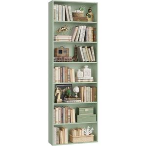 FACBOTALL 82" Tall Bookshelf, 7-Tier Open Shelves Bookcase, Freestanding Display Storage Shelves, Tall Bookcase Home Decor Furniture for Home Office, Living Room, Bedroom, Green, Large