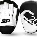 Starpro Boxing Mitts - Punch Mitts Training Hand Pads for Men Women with Secure Hook & Loop MMA Muay Thai (Standard, Black/White)