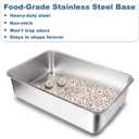 Stainless Steel Cat Litter Box with Lid – XL High-Sided Metal Litter Pan for Big Cats & Maine Coons – Enclosed, Anti-Urine Leak, Non-Stick, Odor & Rust Resistant, Easy Clean with Scoop & Mat, Gray