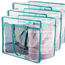 Clear Vinyl Zippered Storage Bags (3Pack) 40L Sturdy Storage Bags for Sweaters, Blankets, Comforters, Bedding Sets and Much More! (Turquoise, 18x15x9)