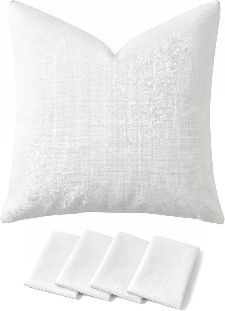 Deconovo Pillow Covers ONLY, Set of 4, 18x18 Inch Decorative Throw Pillow Cover, Cushion Case Covers for Bed Sofa Living Room Bedroom, White