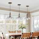 Vintage Glass Pendant Light Fixture 3-Pack Brass Modern Adjustable Chandelier Farmhouse Hanging Ceiling Light for Hallway Porch Kitchen Bedroom Coffee Shop Dining Room