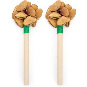 Pumtus 2 Pack African Maracas Shakers, Natural Cacho Seed Rattle, Peruvian Tribal Musical Instrument, Natural Nut Shell Shaker Bell, Handmade Percussion Instrument for Dance, Yoga, ASMR, Meditation