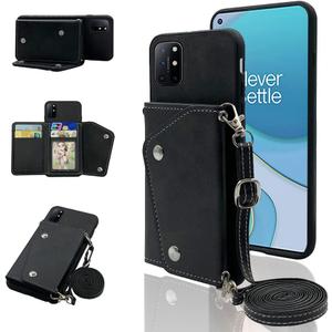 Compatible with OnePlus 8T OnePlus8T Plus 9R 5G Wallet Case with Crossbody Shoulder Strap and Stand Credit Cell Phone Cover for One Plus8T5G On + 1 Plus 8Tplus 1plus 8T+ One+ T8 1+ 1+8T Pro G5 Black