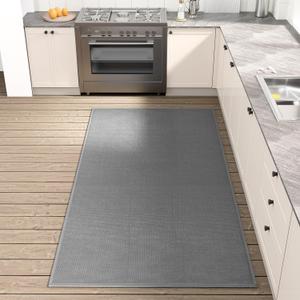 Kitchen Mat, Rubber Backing Cushioned Non Slip Kitchen Rugs for Floor, Absorbent Runner Comfort Standing Mat Rug Washable for Kitchen, Office, Home, 35.4"x71" (Grey)