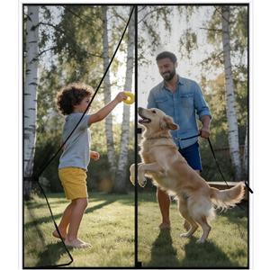 Sunolga 74 x 81 Inch Magnetic Screen Door, Fits Doors Size 72 x 80 Inch, Reinforced Polyester Screen Door Mesh with Full Frame Hook & Loop, Door Screen Magnetic Closure for Hands-Free