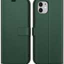 oakxco for iPhone 12 Pro/ 12 Wallet Case with Credit Card Holder, Magnetic RFID Slim Folio Book Flip Leather Phone Case for Women Men Girl, Cute Soft Silicone Rubber Shockproof Cover, Dark Green