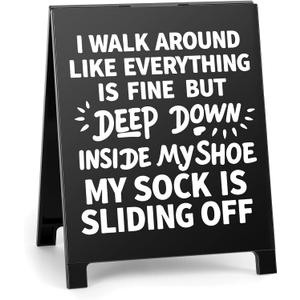 I Walk Around like Everything Is Fine Funny Desk Decor Acrylic Office Tabletop Sign Christmas Gift for Coworkers Friends Home Workspace Cubicle Desk Decoration for Work Humor Daily Smile Motivation