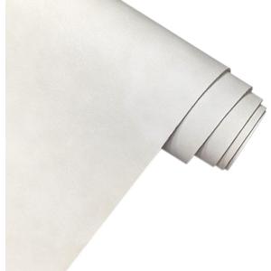 XHT 30 x 135 cm Suede PU Faux Leather Fabric, Soft Smooth Crafts Synthetic Fabric for DIY Handicraft Wallets Bags Making, White