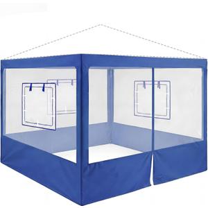 4 Pcs Food Booth Sidewall Kit for 10' x 10' Outdoor Serving Food Tents, Thickened Insect Proof Mesh Sidewall Kit with Roll-up Service Windows for Vendor Tent, 4th of July Festival(Blue)