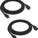 2-Pack 8ft Extension Cord Outdoor 16 AWG Heavy Duty Power Cord 3 Prong SJTW, NEMA 5-15P to NEMA 5-15R, Power Cable for Indoor and Outdoor Use, ETL Listed (Black)