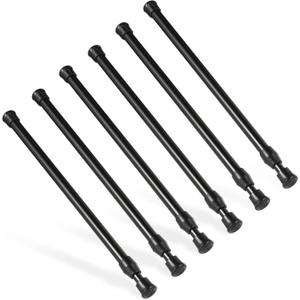 6Pcs Tension Rod, Goowin Tension Rods for Windows, No Drilling Rustproof Spring Adjustable Tension Curtain Rod for Doors, Windows, Wardrobe Bars, Drying Support Rods (Black, 10-15.7 inch) (10-15.7 inch-6 Pcs)