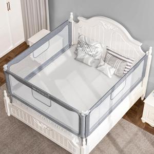 FAMILL Toddler Bed Rails with Minutes Assembly, Foldable Bed Guard Rail for Toddlers, Bed Rail for Toddlers with Large U-Shape Base, Bed Rails for Queen Bed (1 Side Grey 60")