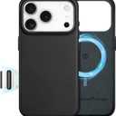 SHIELDON Genuine Leather Case for iPhone 17 Pro 6.3 Inch 2025 | Compatible with Magsafe, [Camera Button Updated], Magnetic Wireless Charging, Non-Slip, Slim Fit, Shockproof Protective Cover - Black