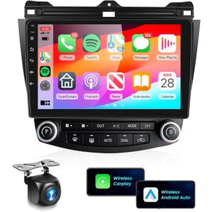 Podofo Car Radio Stereo for Honda Accord 7th 2003 2004 2005 2006 2007 with Wireless Carplay Android Auto, 10.1inch Touch Screen Android Bluetooth Radio with GPS WiFi AHD Backup Camera 2G+64G