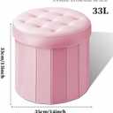 Bsketa Ottoman with Storage, Foot Rest Stool with Thicker Foam Padded Seat Velvet Small Round 14“ x 14” x 13 "Inchs Storage Ottoman Bench for Living Room Foldable Pouf Coffee Table 2 Pack, Pink