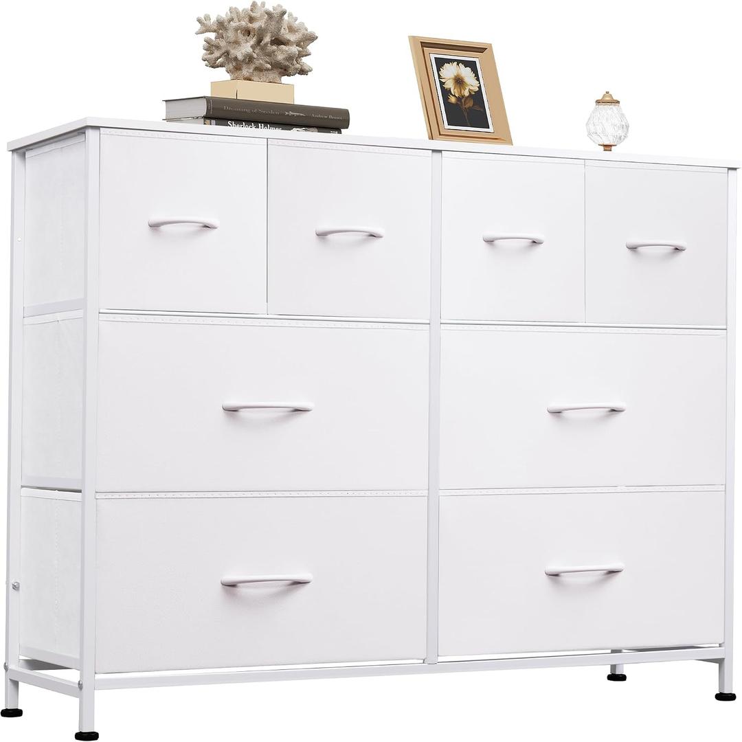 WLIVE Wide Dresser for Bedroom, 8 Drawer Chest of Drawers, White