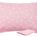 ZPECC Toddler Pillow with Pillowcase - 13x18 Organic Cotton Hypoallergenic Kids Pillow, Baby Essentials for Travel Crib Daycare Stroller (Intended for Age 2 and up) Love (2 Piece Set)