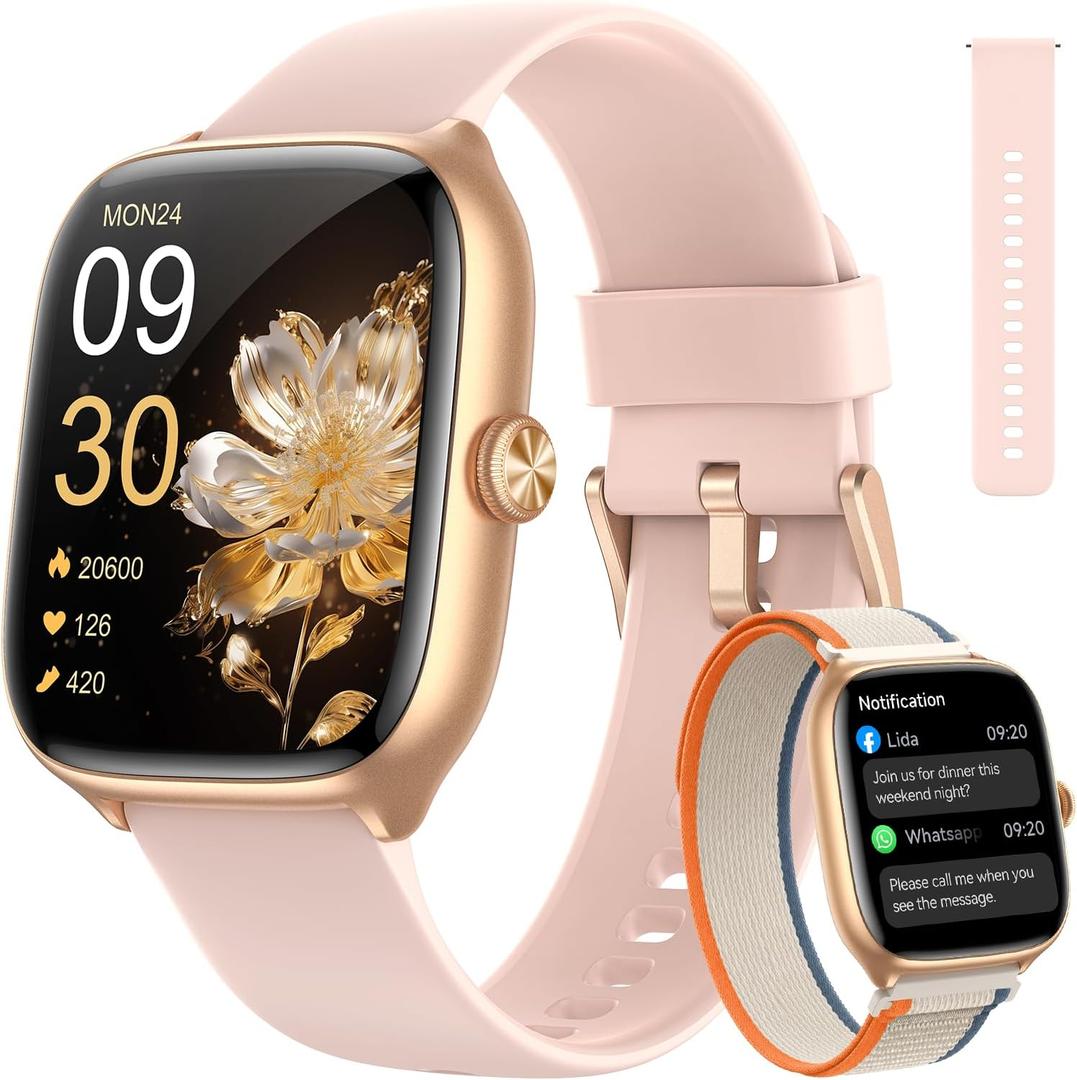 Smart Watch for Women Android & iPhone [40mm 3 Bands, Cloud Star Pink]