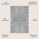 JONATHAN Y Boho Medallion Indoor Outdoor Square Area Rug 3X3 Navy/Gray, Estrella Textured Weave for Backyard, Patio, Porch, Easy-Cleaning, High Traffic, Pet-Friendly, Non-Shedding (SMB105B-3SQ)