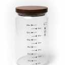 Dough Starter Jar 60oz Capacity Glass Containers with Wooden Cover