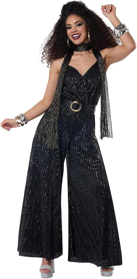 California Costumes, Let's Dance - Disco Jumpsuit, Women's Size Large (Black)