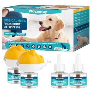 Woyamay Dog Calming Diffuser - Dog Pheromones Calming Diffuser for Dog Anxiety Relief 6-in-1 Dog Pheromone Diffuser Kit with 2 Diffuser + 4 Refill 48ml Vial - 120 Days Pheromone Diffuser to Calm Dogs