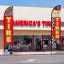 HunnmingRe 2 Pack 12 Feet Tire Sale King Flags New and Use Tires Shop Feather Flags for Businesses Highly Visible Weatherproof Polyester Banner Sale Advertising Sign No Flagpole Include(Fashionable)