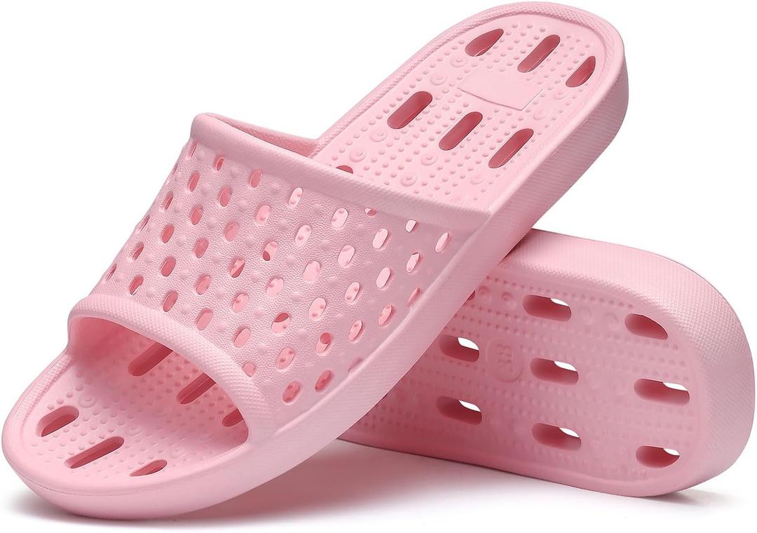 Litfun Shower Shoes for Women Non-Slip Quick Dry Shower Slippers Lightweight Pool Sandals with Drain Holes for College Dorm, Beach, Bathroom & Gym, 40