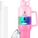 40 oz Tumbler with Handle and Straw or Convert to 40 oz Insulated Water Bottle Fits in Cup Holder. Stainless Steel Metal Water Flask with 2 Lids for Travel,Camping,Gym Sports Coffee Mug Thermal Cup