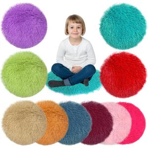 10 Pack Kids Crazy Carpet Circle Seats 16 Inch Round Floor Mat Kids Floor Cushions Soft Colorful Educational Classroom Rug for School Home Group Activity Learning Marker Playing Areas
