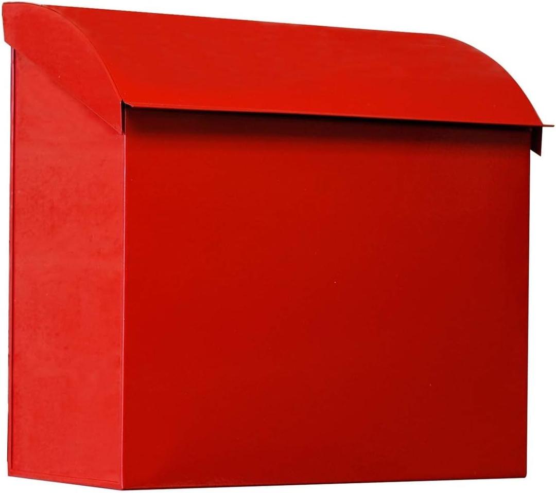NACH Large Mailbox for House, 12.4x7.1x11.8 Red Mailboxes for Outside, Waterproof Mailbox - Baxter-Style Wall Mount Mailboxes for Outside