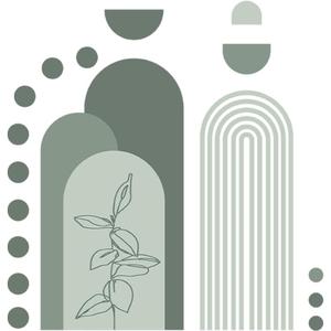 SUPERDANT Green Boho Wall Stickers Geometric Mountain Home Wall Decal Playroom Plant Decor for Home Bedroom Livingroom Vinyl Art Sticker Wallpaper Art Hotel TV Background Decoration