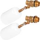1/2 Inch Brass Float Valve 2 Pcs Adjustable Arm Water Level Control Valve 60 PSI Automatic Fill and Shut Off for Water Tank/Livestock Trough/Fountain/Pool/Pond