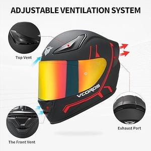 VCOROS Motorcycle Full Face Helmet for Unisex-Adults DOT Approved WS-609 Motorbike Street Bike Racing Helmets, size XL 61-62cm